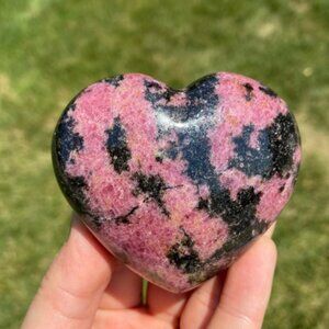 Rhodonite Stone Heart Crystal - Rhodonite Worry Stone